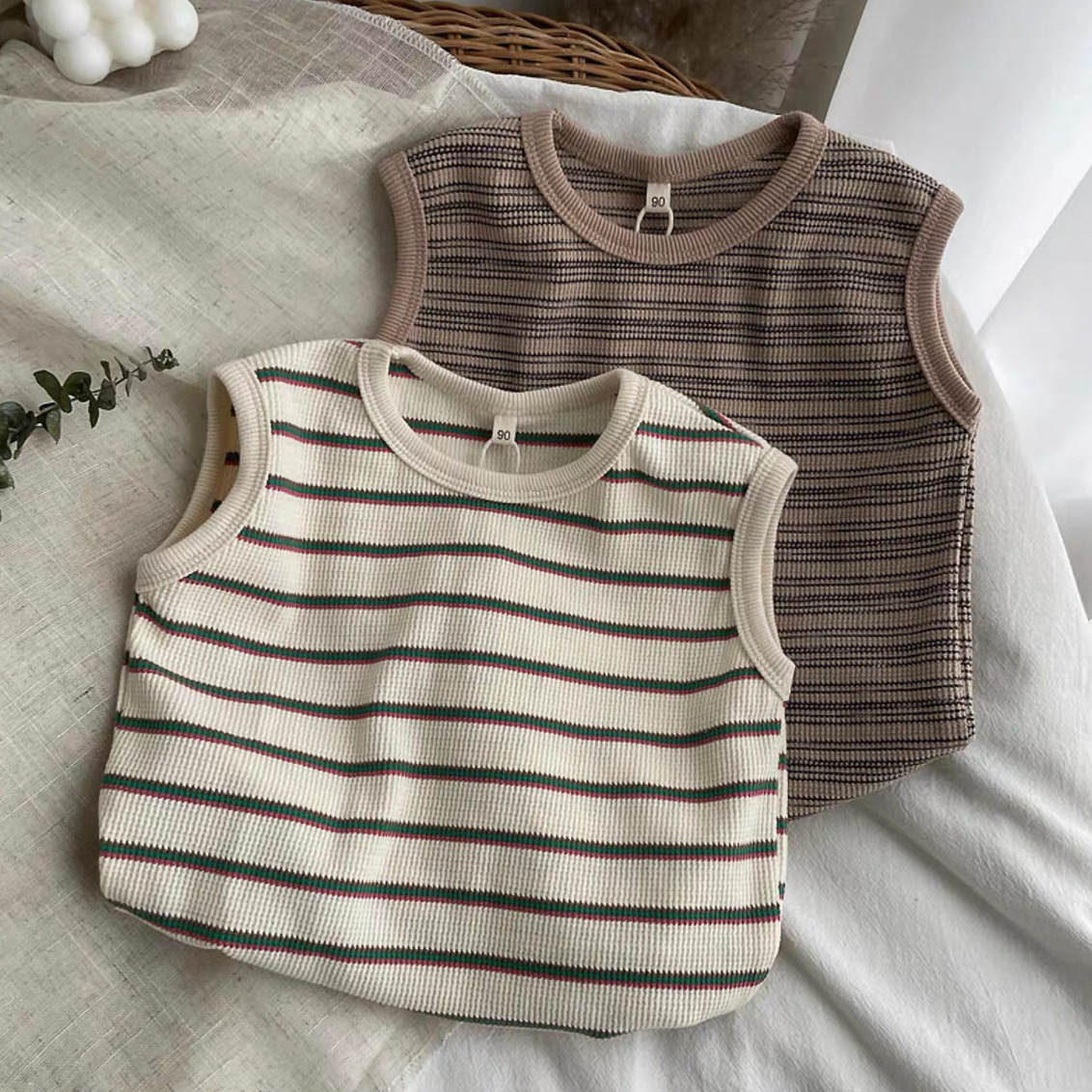 Body Toddler Solid Color Stripe Tank Top