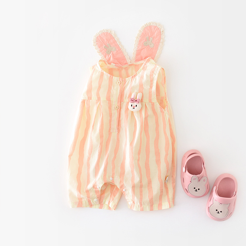 Baby Girl Bunny Stripe Romper 