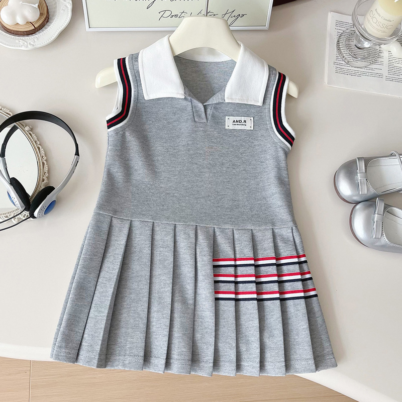 Toddler Girl Preppy Style Sleeveless White Dress