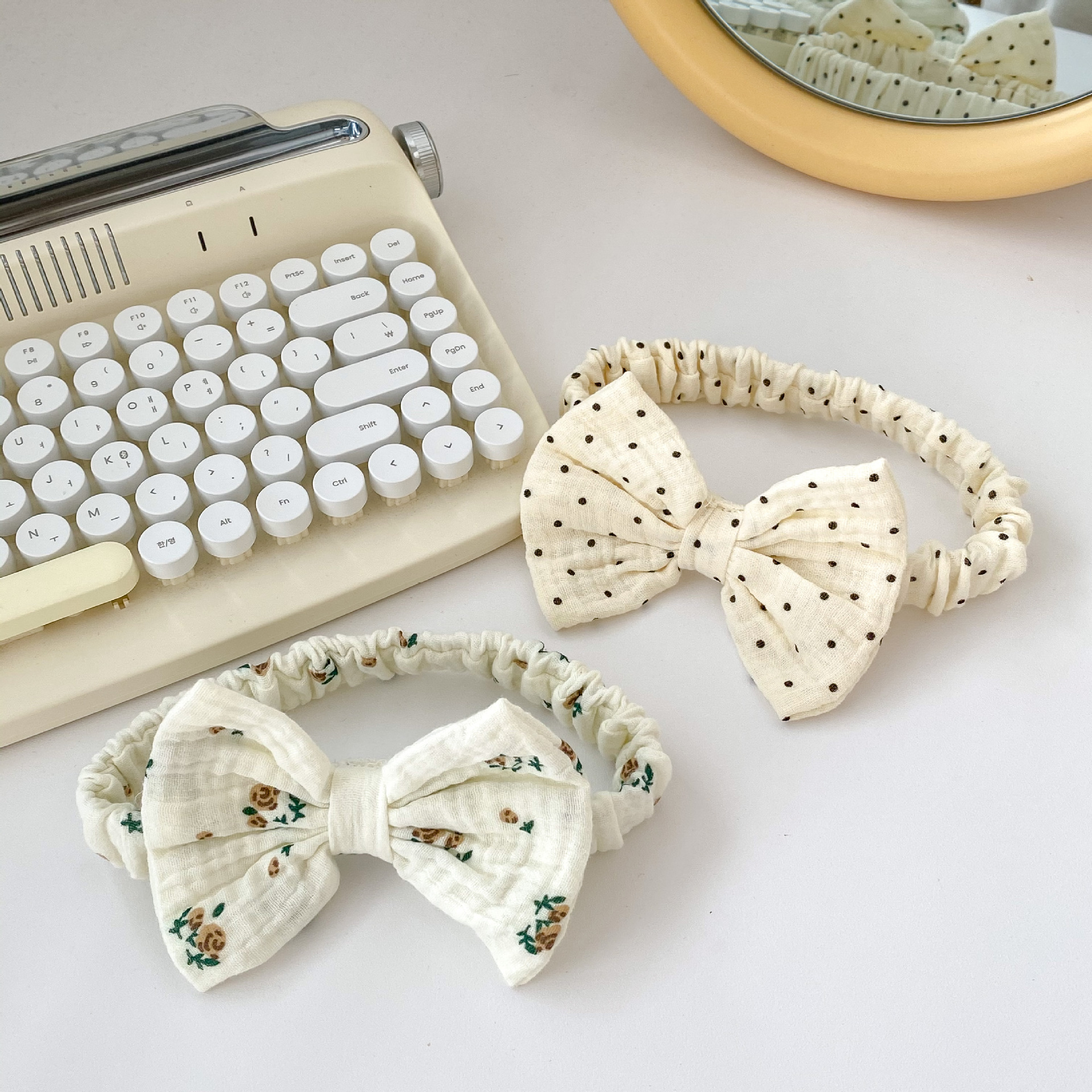 Baby Girl Polka Dot and Floral Patterns Bodysuit with Headband