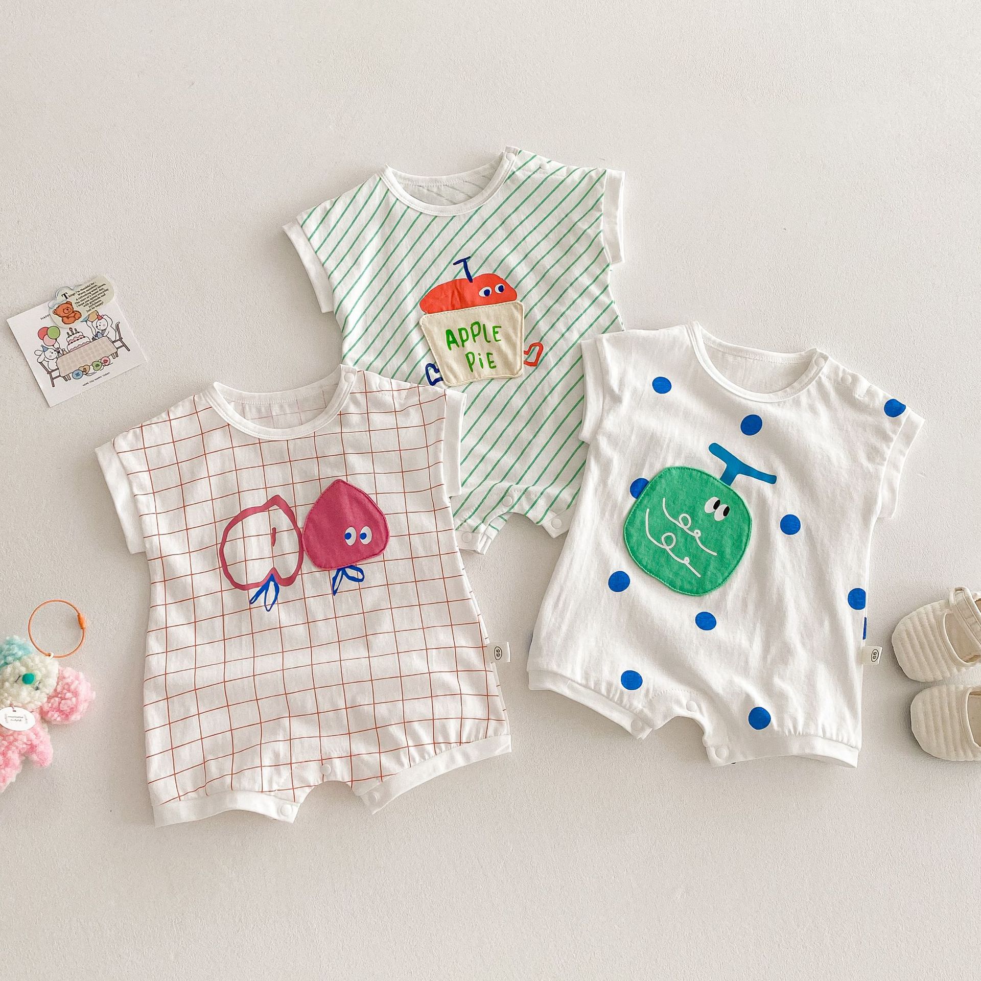 Baby Cute Fruits Patch White Romper