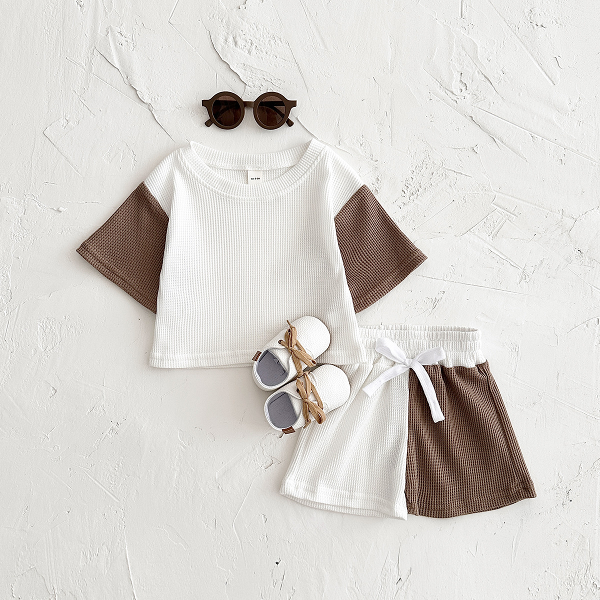 Baby Toddler 2-Piece Contrast Waffle Set