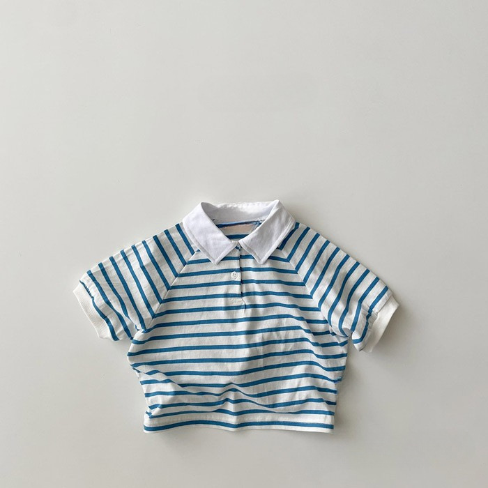 Baby Toddler White Lapel Striped T-Shirt