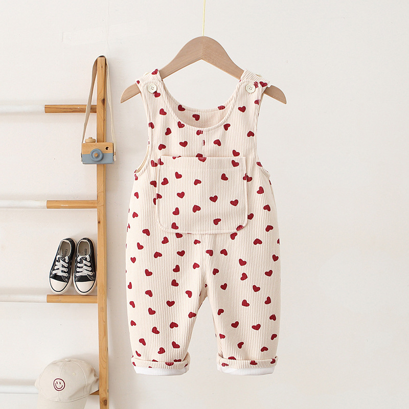 Baby Kid Heart Corduroy Overalls