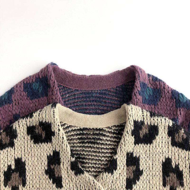 Kid Leopard Print Cardigan Sweater