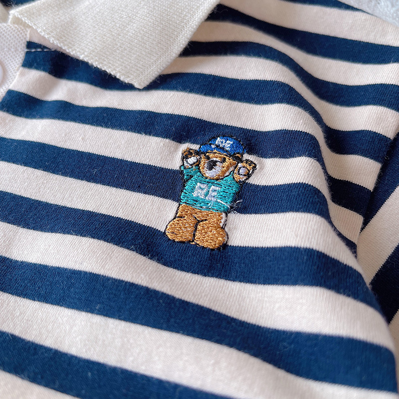 Baby Toddler 2-Piece Bear Stripe Polo Shirt Set