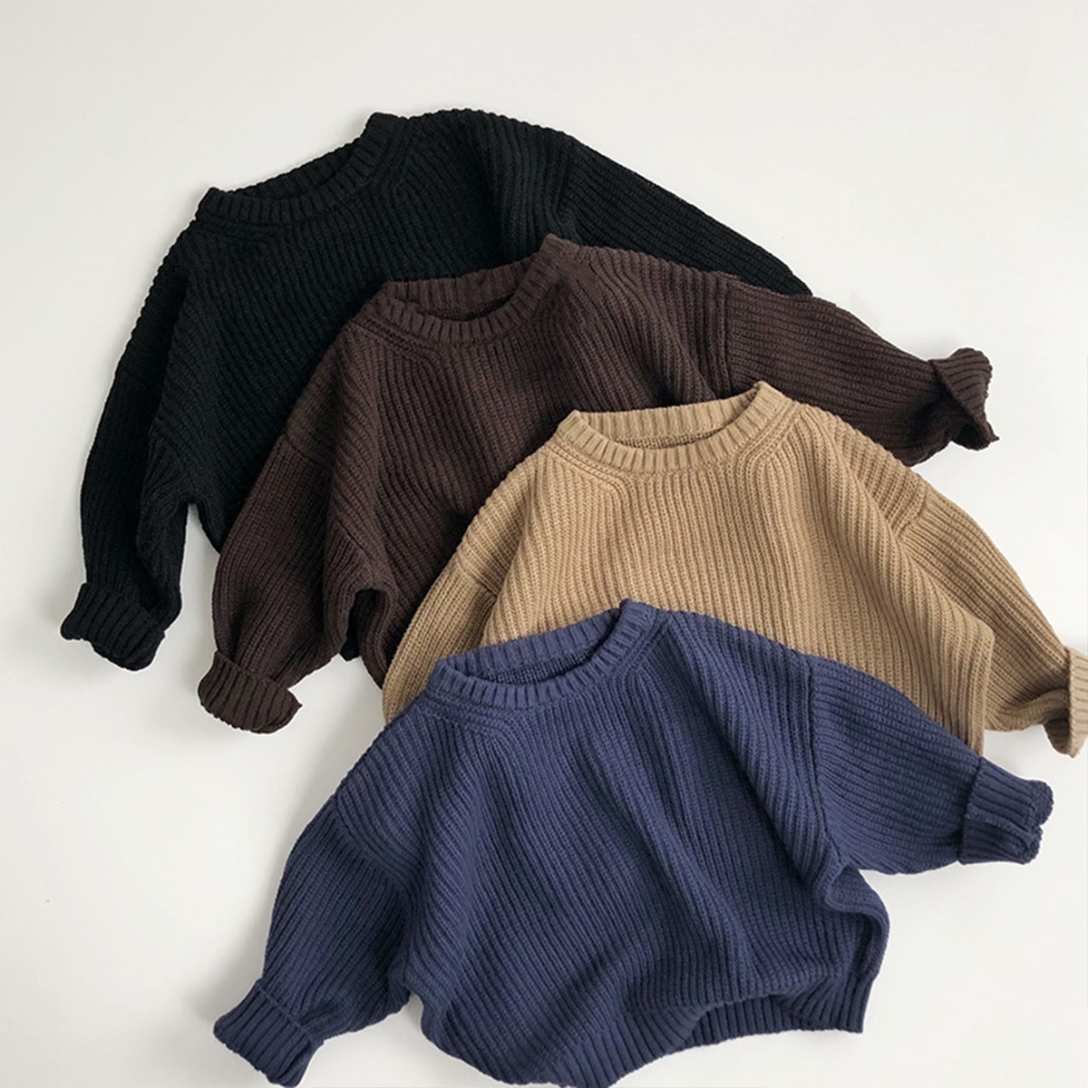 Kid Solid Color Knitted Sweater