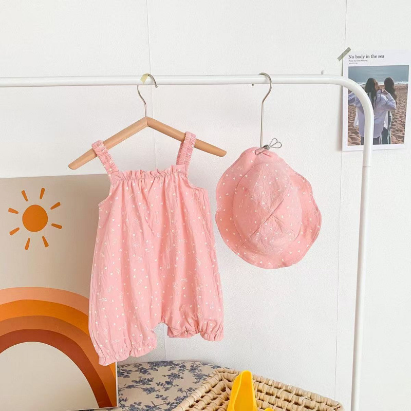 Baby Girl Love Heart Bowknots Romper with Hat