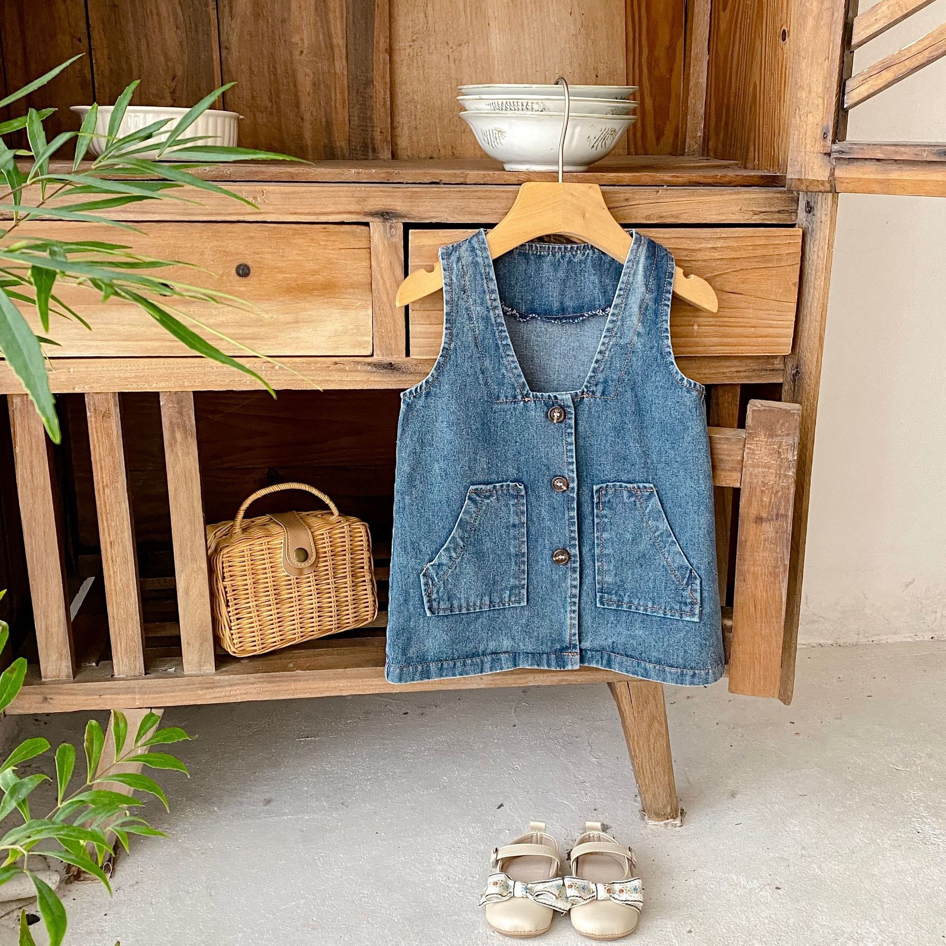 Baby Girl Denim Double Pocket Dress