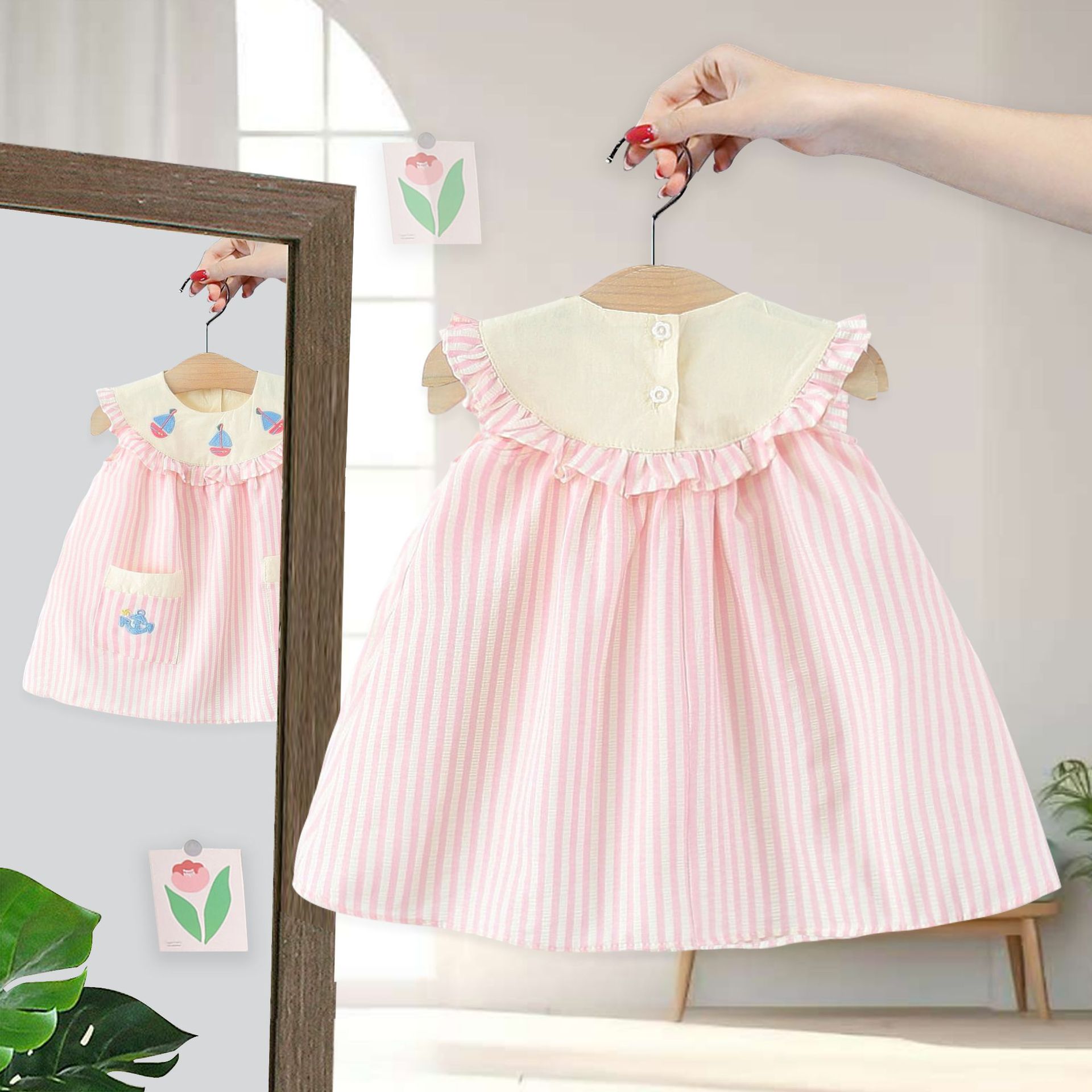 Baby Sailboat Striped Sleeveless Dress