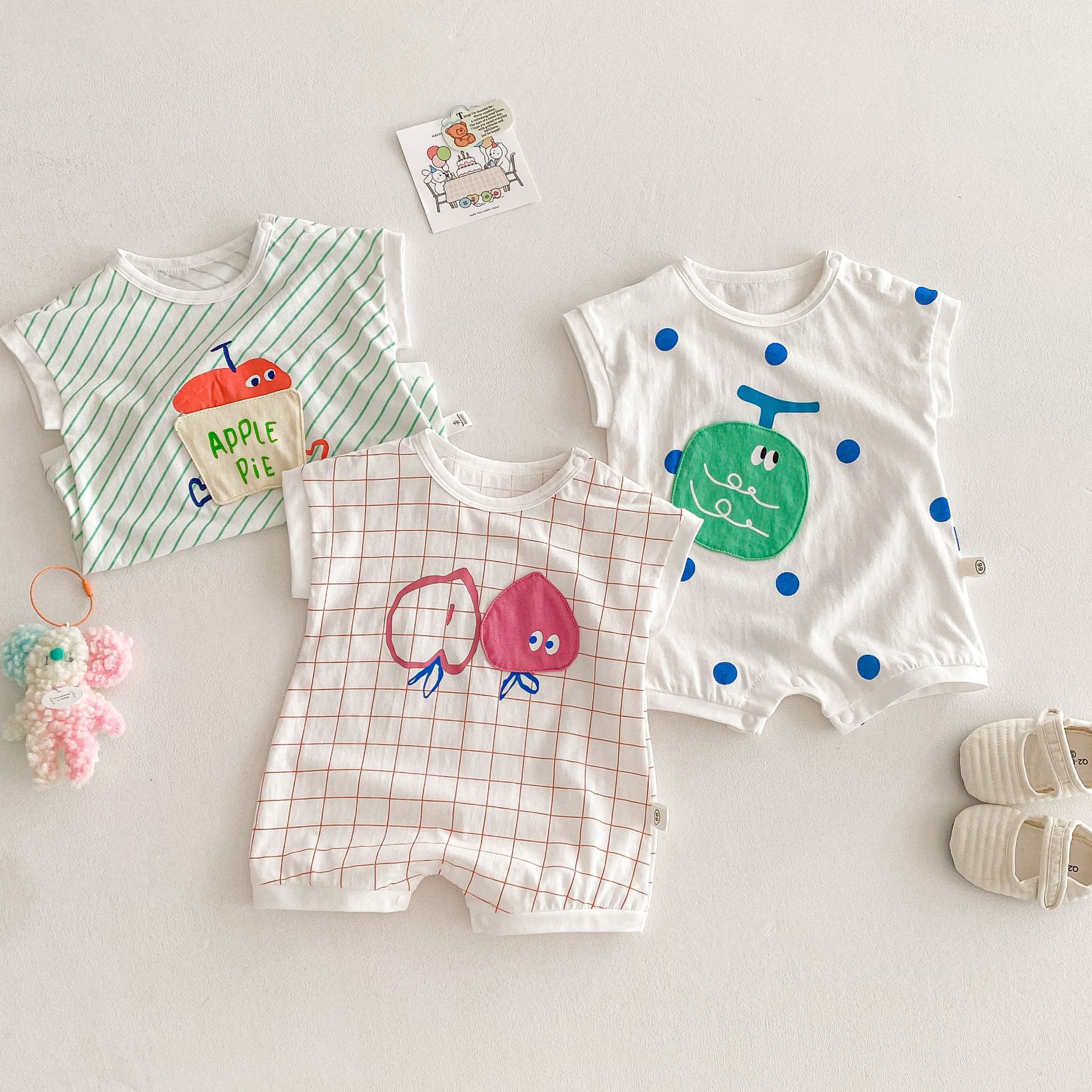 Baby Cute Fruits Patch White Romper