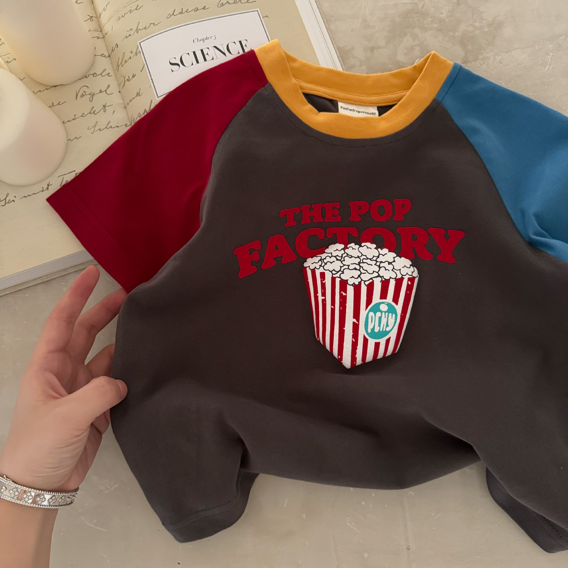 Kid Pizza Popcorn Pattern T-Shirt