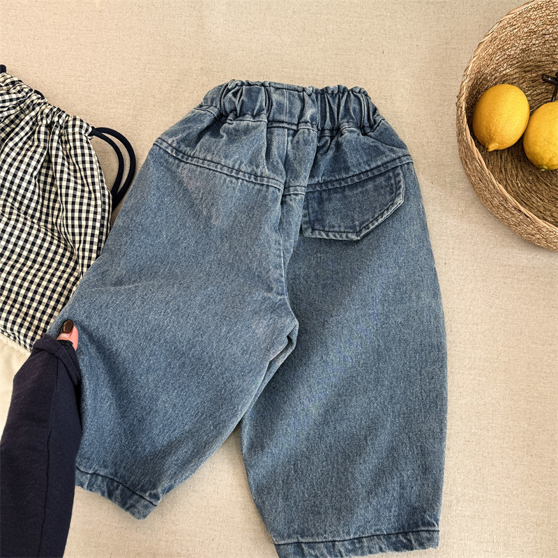 Kid Washed Denim Loose Pants