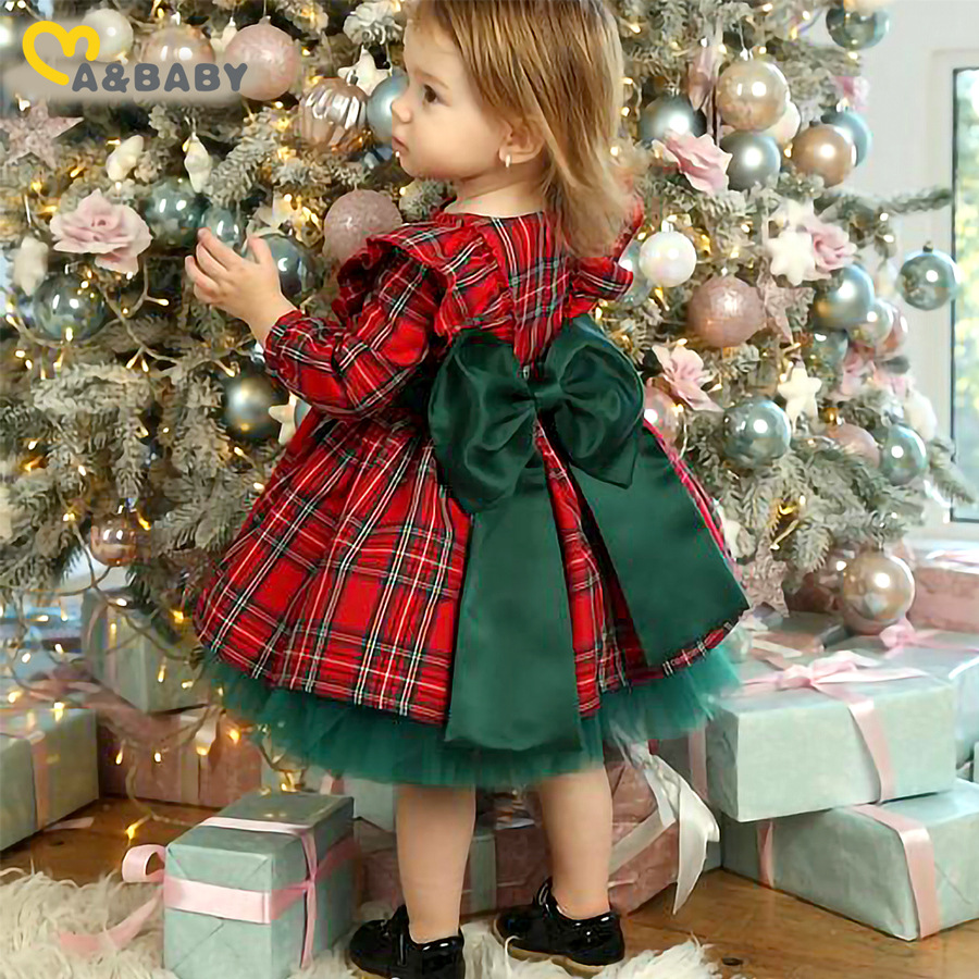 KidsBaby Girl Bow Sweet Plaid Dress