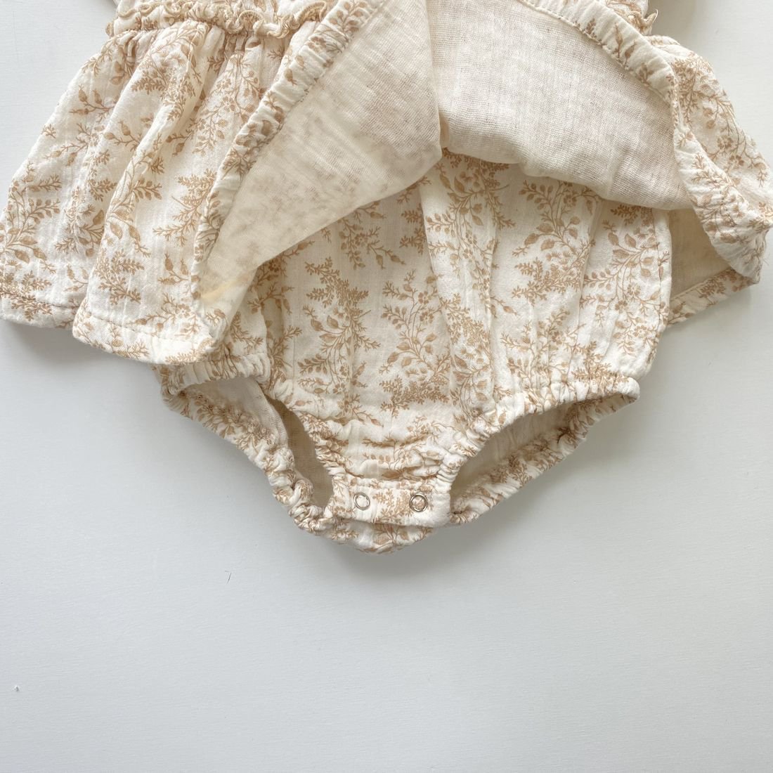 Baby Floral Skirted Beige Bodysuit