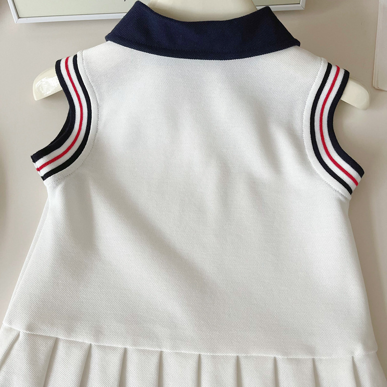 Toddler Girl Preppy Style Sleeveless White Dress