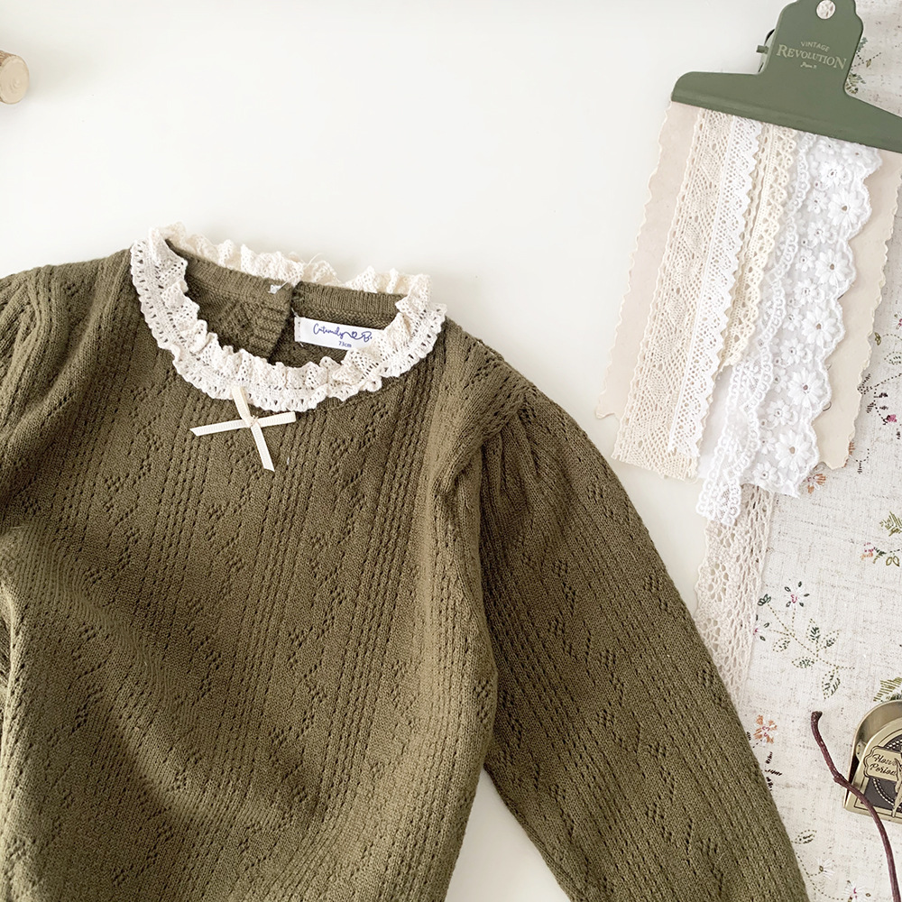 Baby Toddler Girl Lace Collar Sweater
