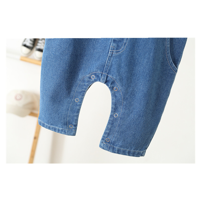 Baby Casual Solid Color Denim Overalls