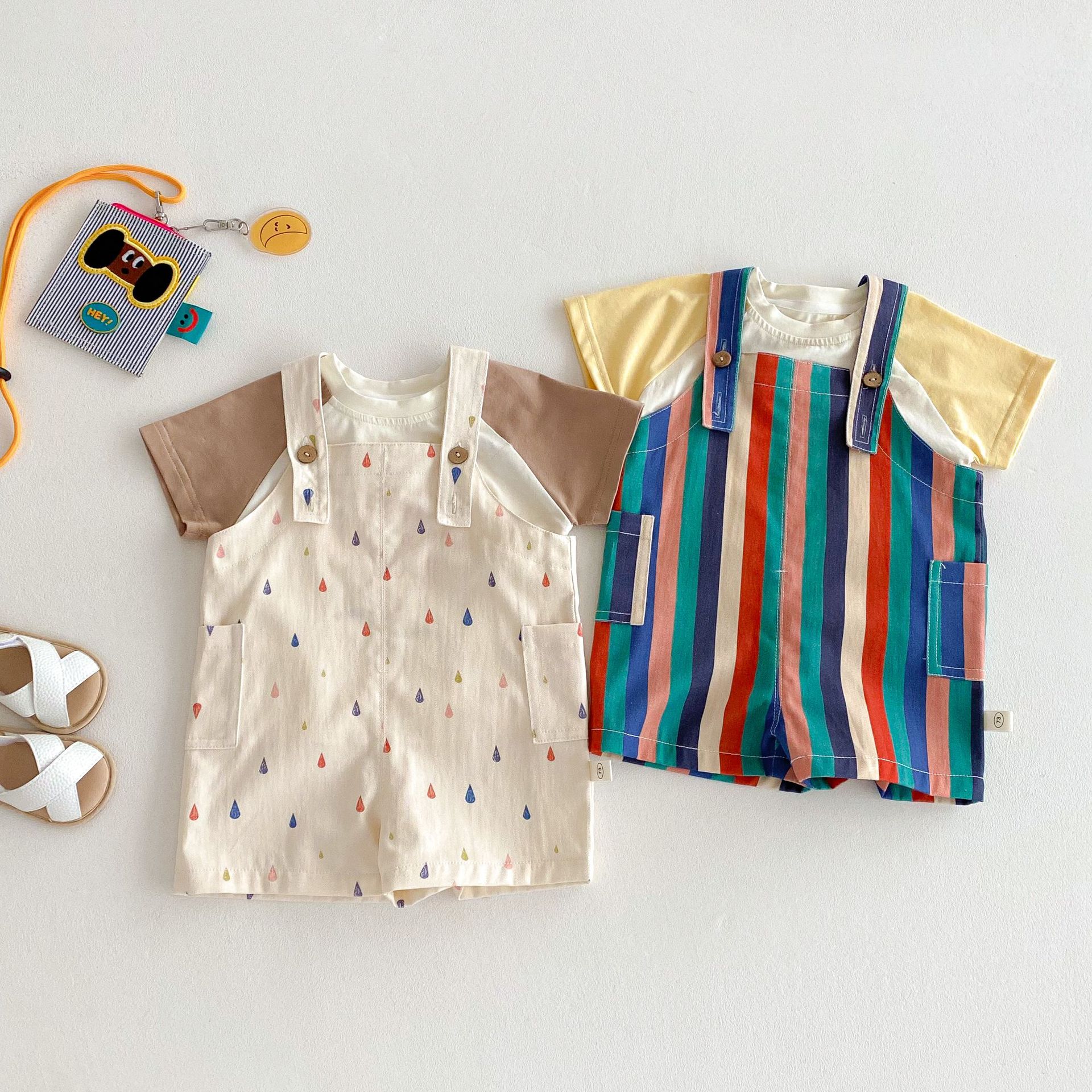 Baby Polka Dot Stripes Overalls Shorts