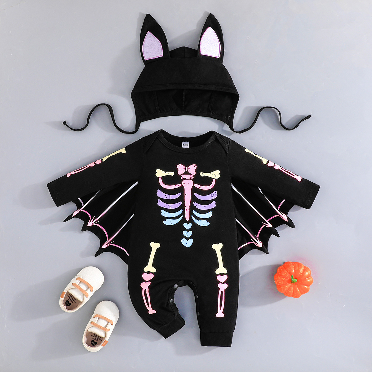 Baby Halloween Bat Shaped Romper with Hat