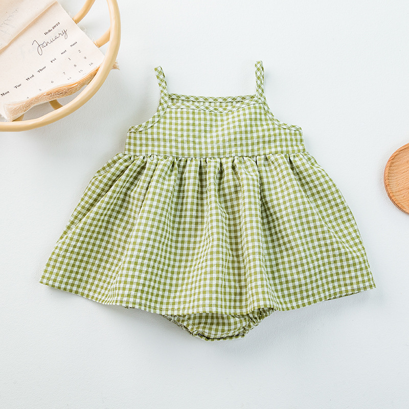 Baby Plaid Skirted Suspender Bodysuit