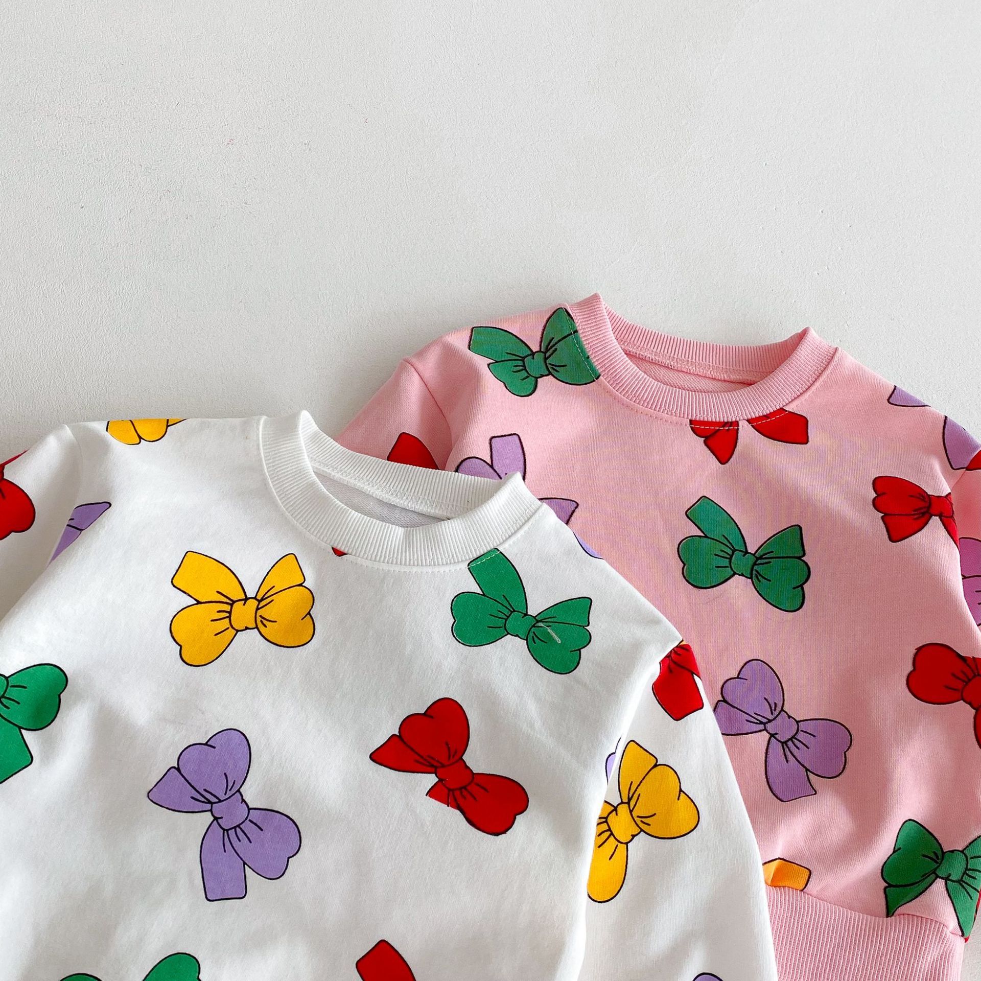 Toddler Girl 2 Piece Colorful Bow Sweatshirt Set