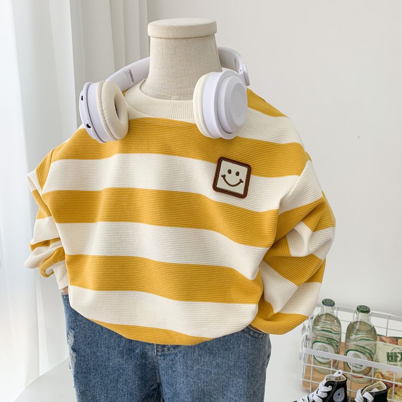 Toddler Boy Yellow Striped Smiley Face Sweatshirt