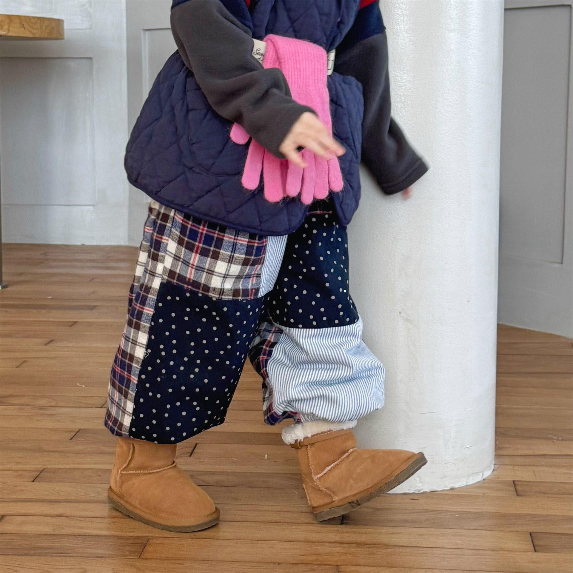 Kids Warm Patchwork Casual Pants