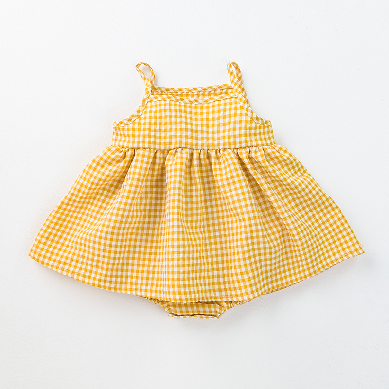 Baby Plaid Skirted Suspender Bodysuit