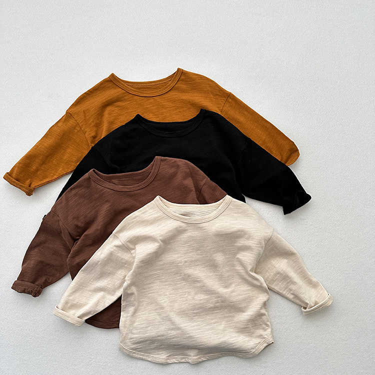 Kid Vintage Solid Color Casual T-Shirt