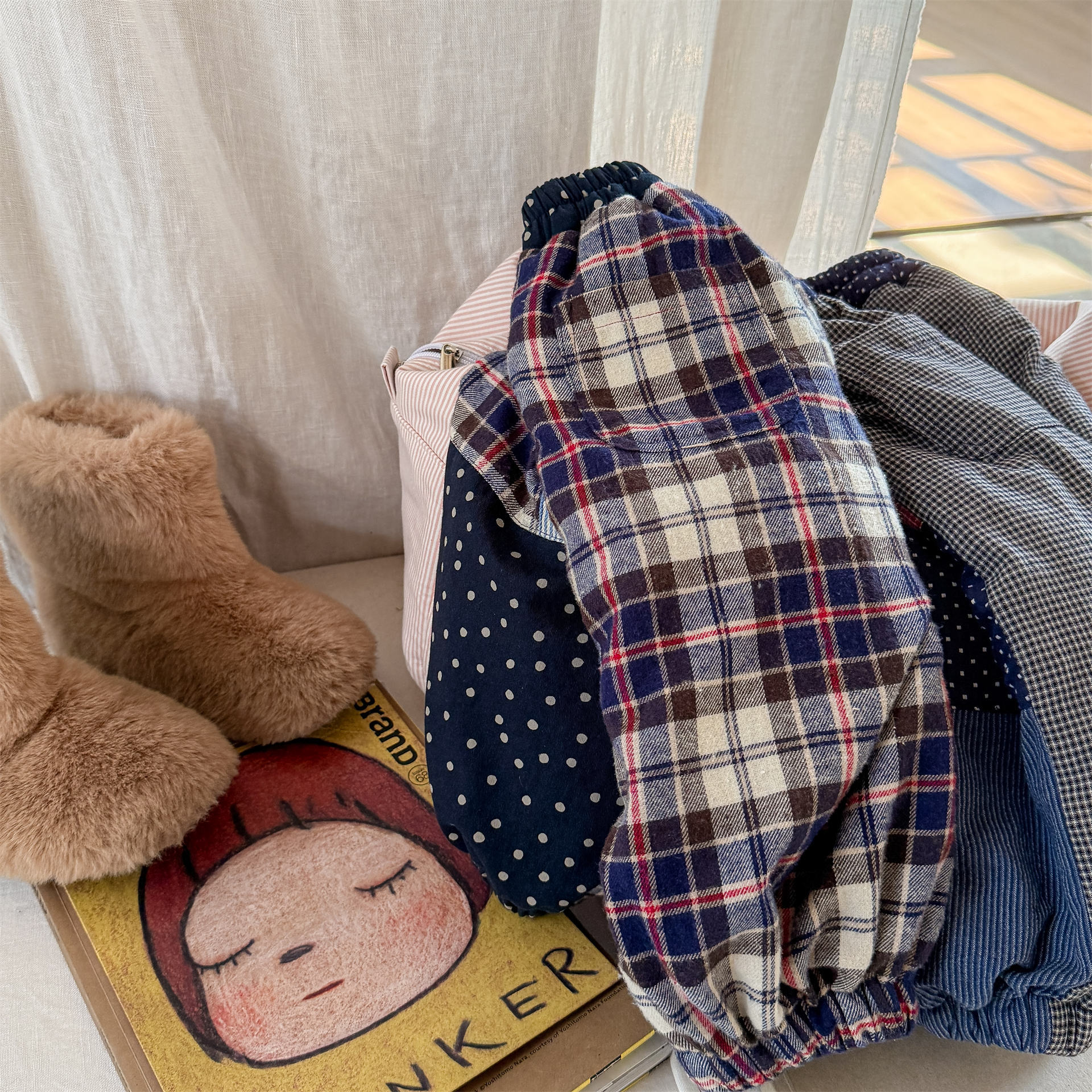 Kids Warm Patchwork Casual Pants