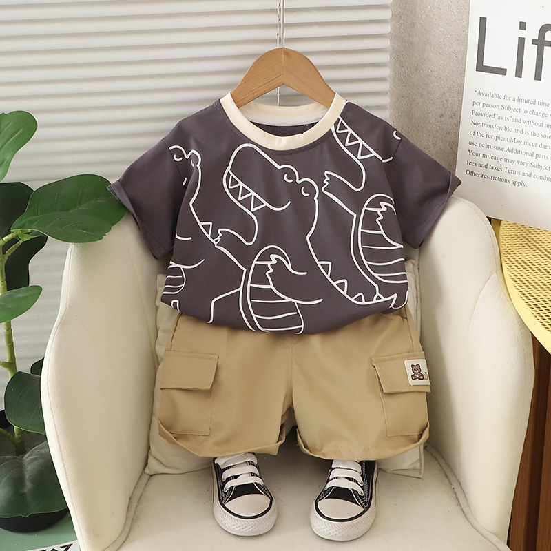Baby Toddler 2-Piece Bear Stripe Polo Shirt Set