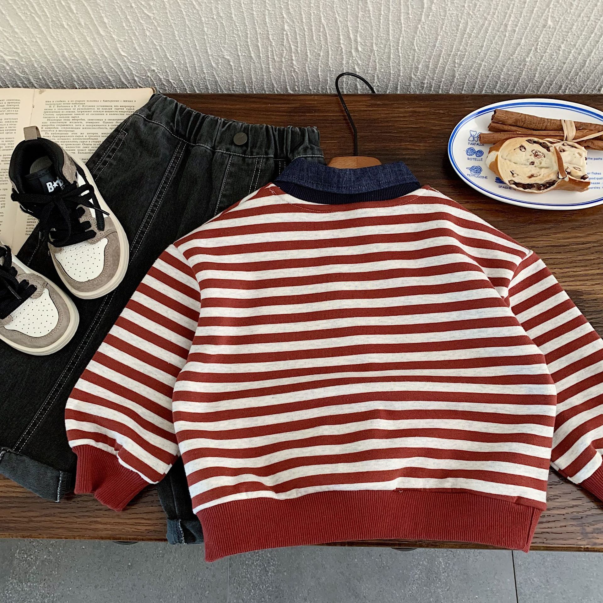 Kid Retro Stripe Polo Sweatshirt