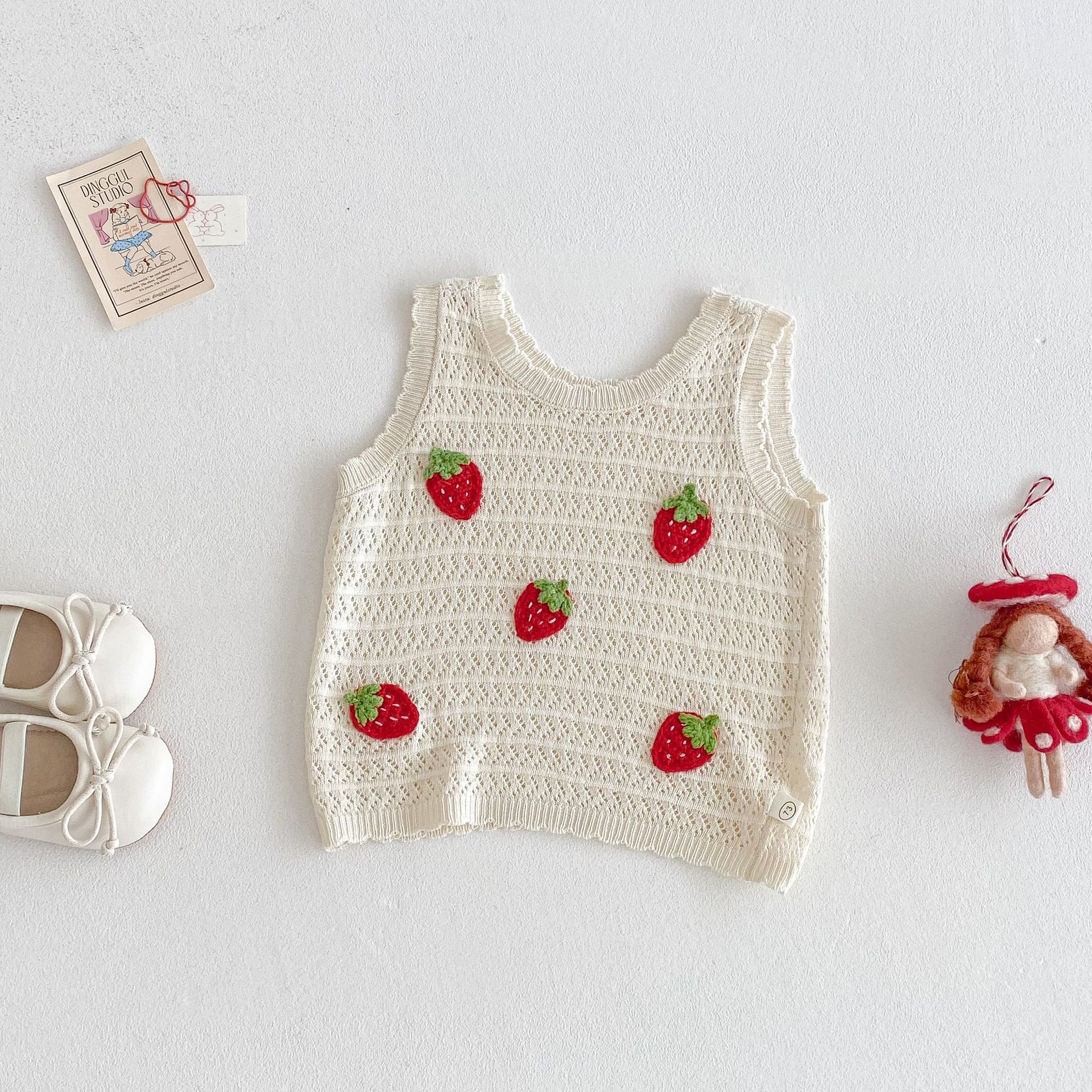 Baby Strawberry Knit Tank Top/Shorts