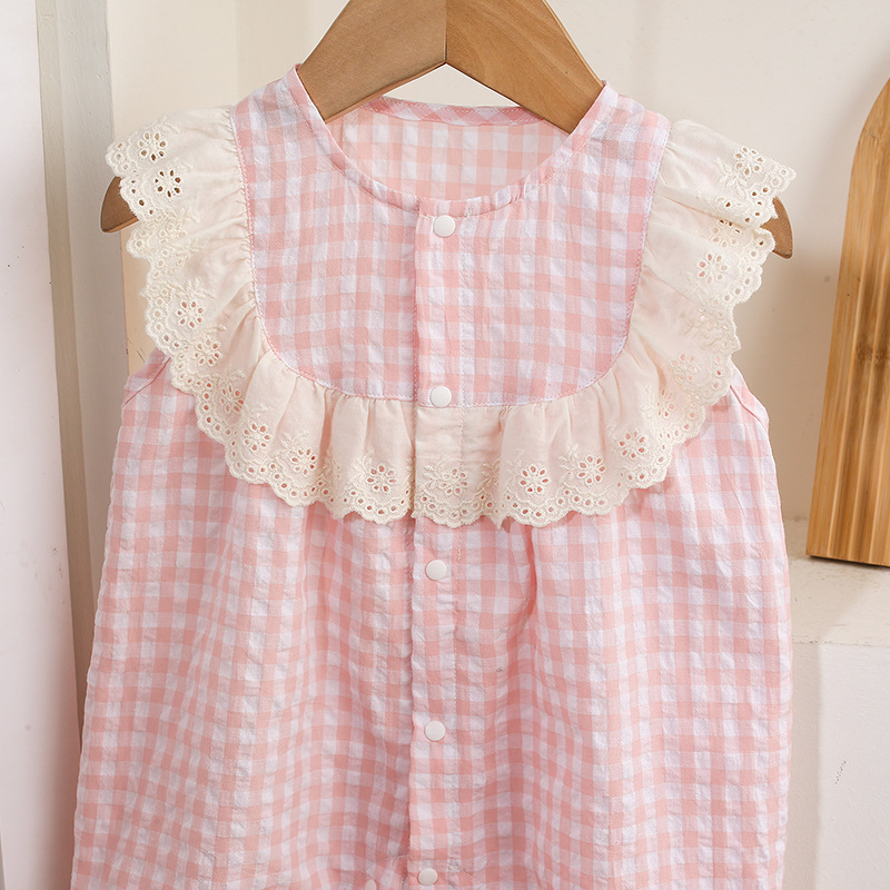 Baby Girl Plaid Sleeveless Romper