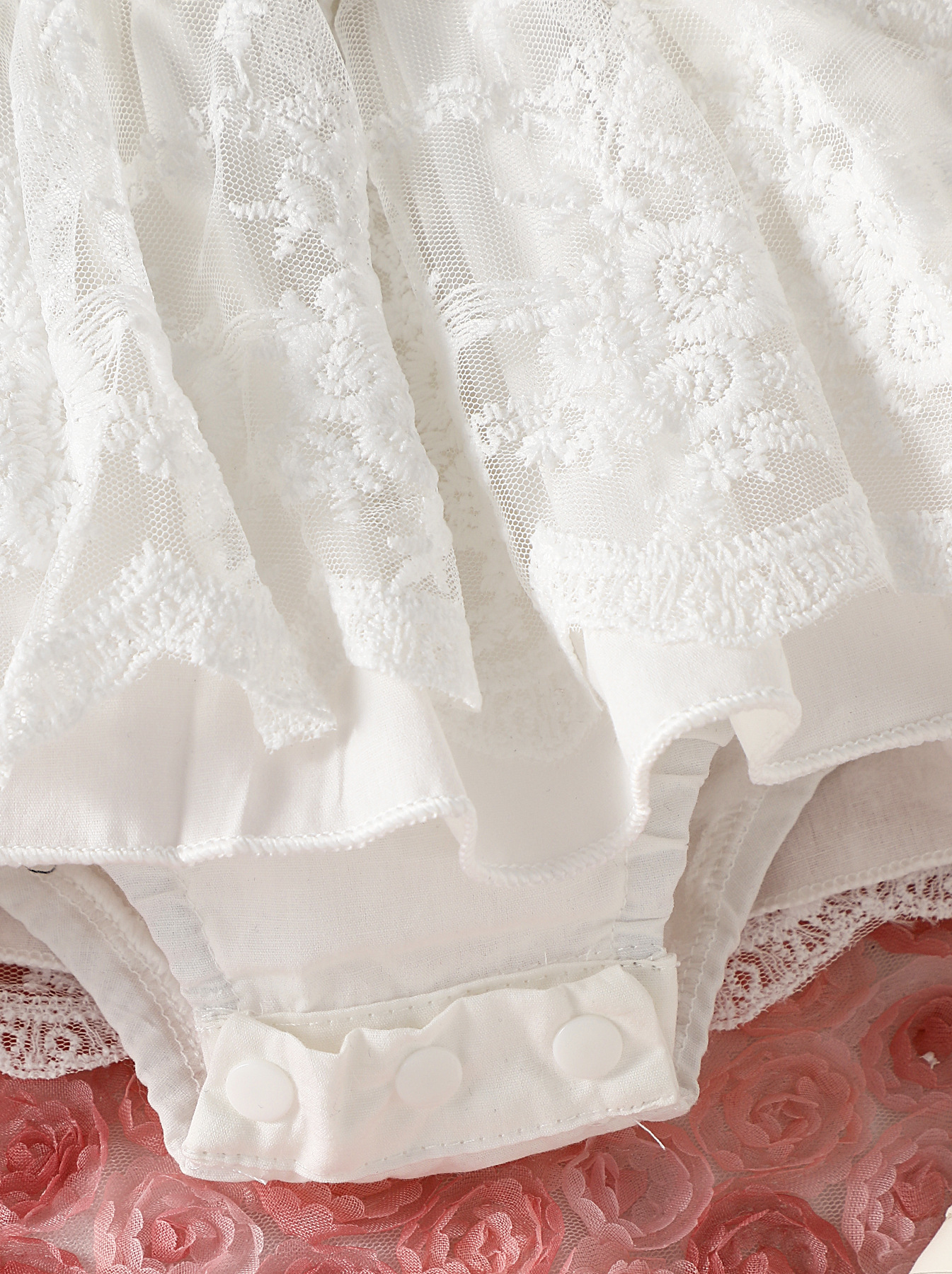 Baby Feather Sleeves Lace Skirted Bodysuit