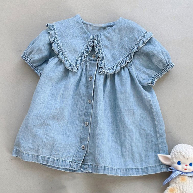 Baby Toddler Denim Lapel Dress