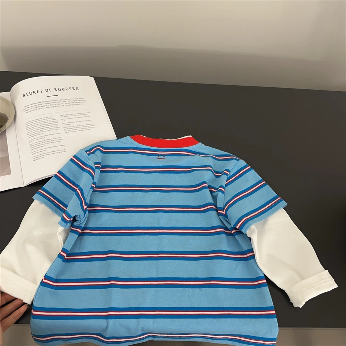 Toddler Boy Contrast Stripes Blue T-shirt 