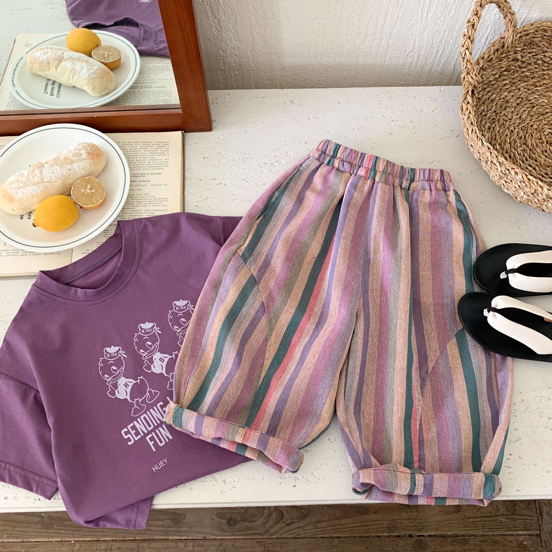 Toddler Purple Striped Pants
