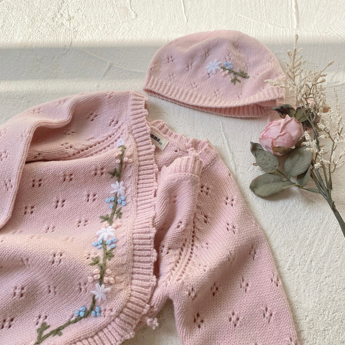 Baby Girls Floral Embroidered Sweater Bodysuit