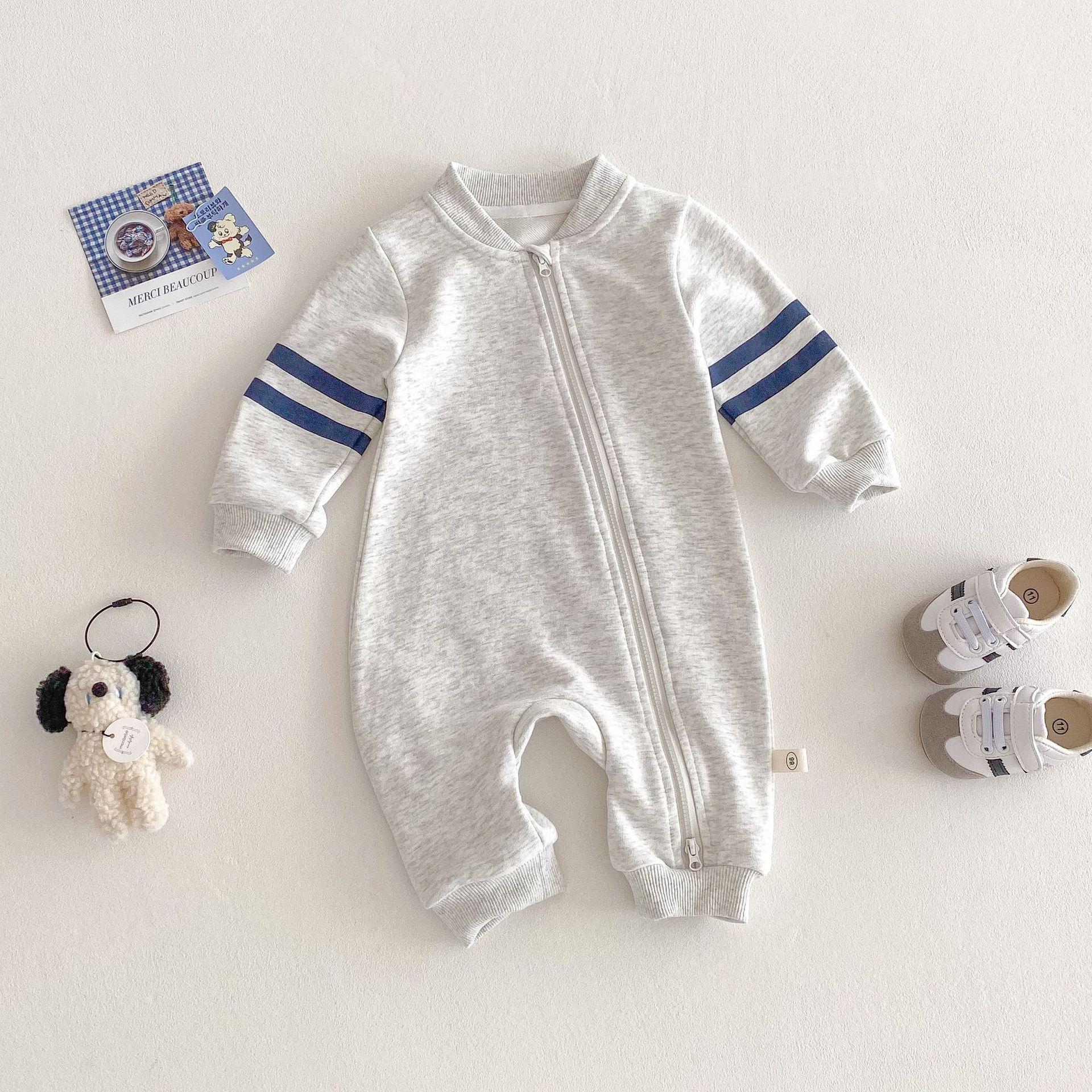 Baby Baseball Collar Jumpsuit