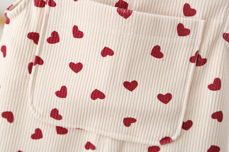 Baby Kid Heart Corduroy Overalls