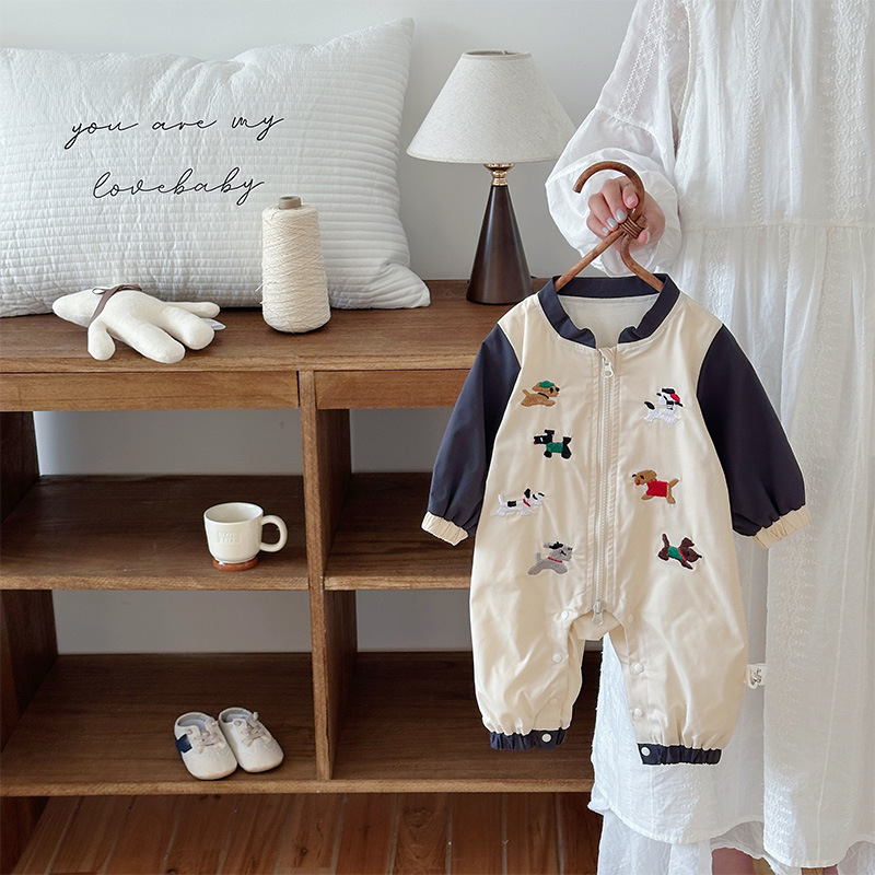 Baby Embroidered dog windproof crawling Romper