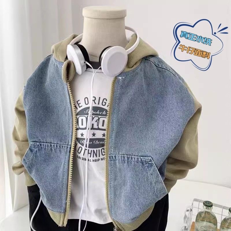 Toddler Paneled Hooded Denim Jacket