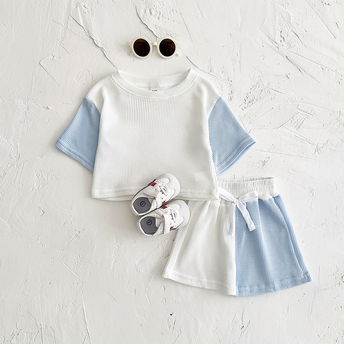 Baby Toddler 2-Piece Contrast Waffle Set