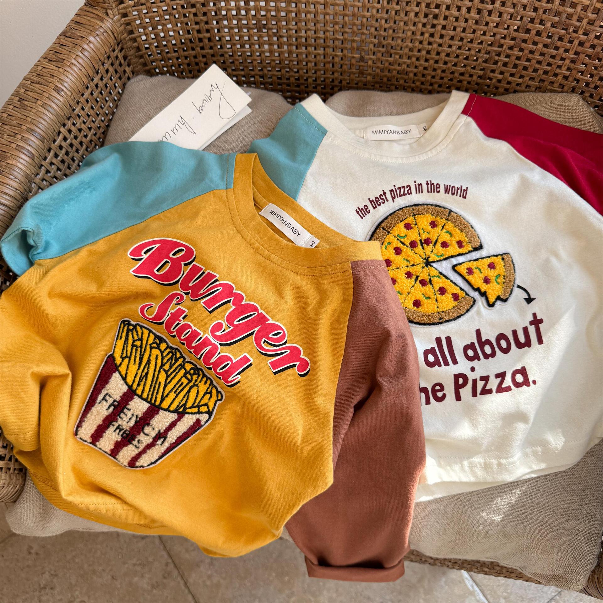 Toddler Pizza French Fries Car Embroidery Sweatshirt