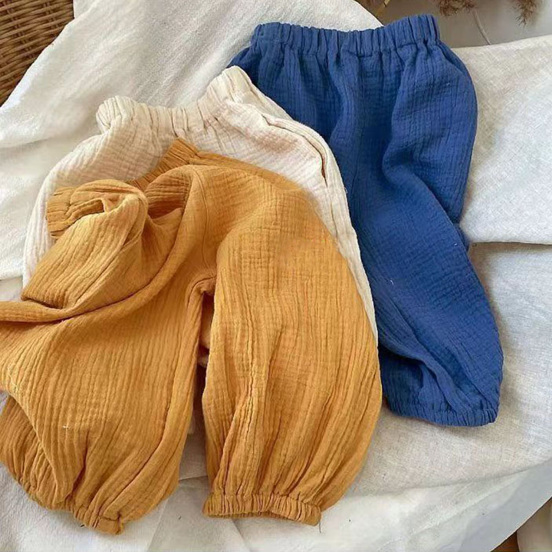 Toddler Gauze Solid Color Simple Pants