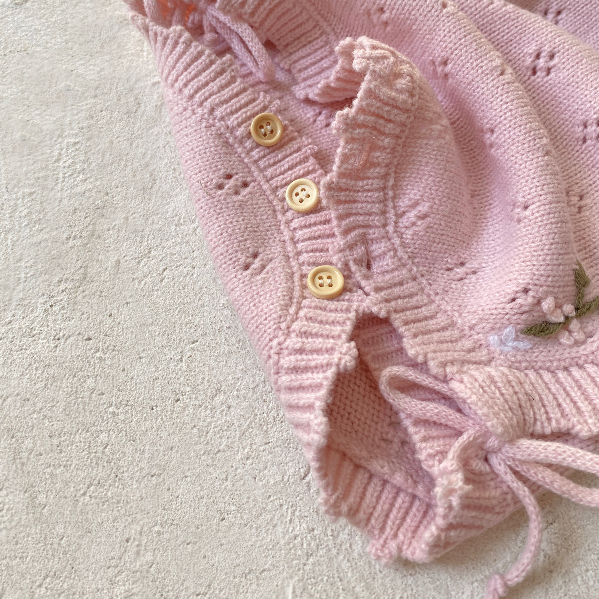 Baby Girls Floral Embroidered Sweater Bodysuit