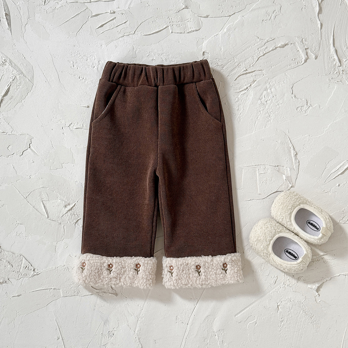 Baby & Girl small flower embroidered Corduroy Pants
