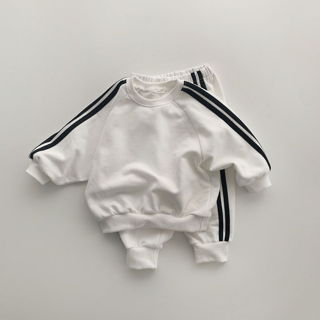 Baby Toddler Solid Color Ribbon Sweatshirt Set